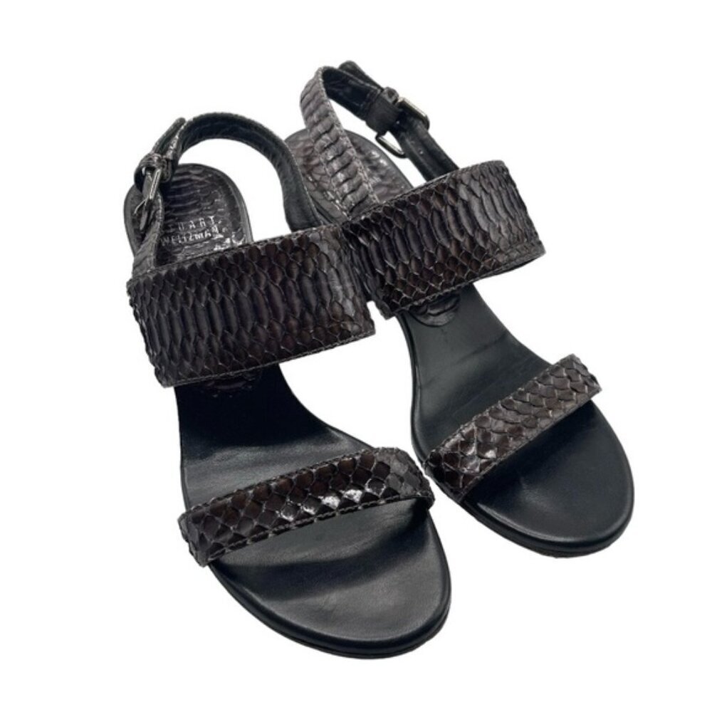 Stuart Weitzman Heels Women's 8 US Snakeskin Slingback Sandals Strap‎ Vintage